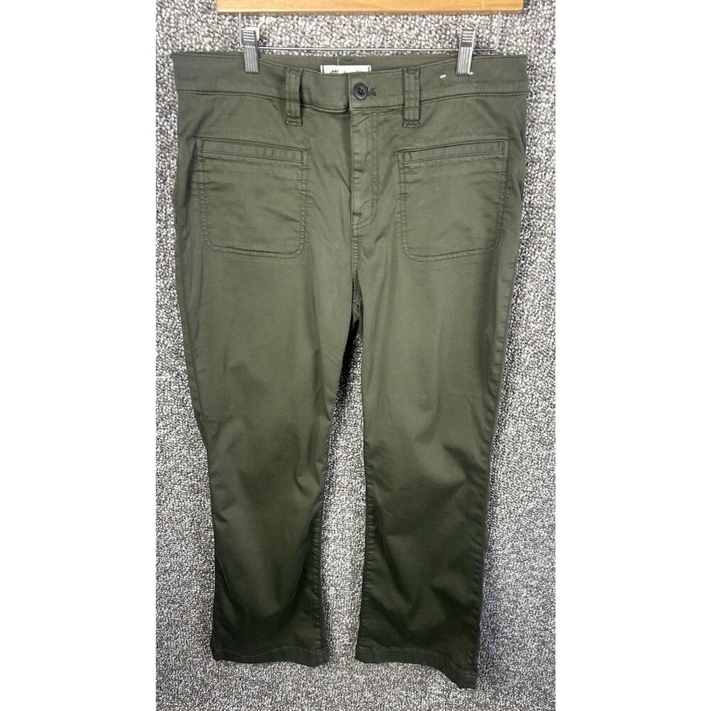 Madewell Women's Mid-Rise Kick Out Green Pants Pockets Size 31 Stretch Surplus